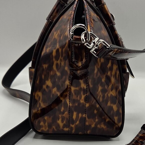Women's Animal Print Patent Leather Mini Antigona Lock Bag - Picture 3 of 15